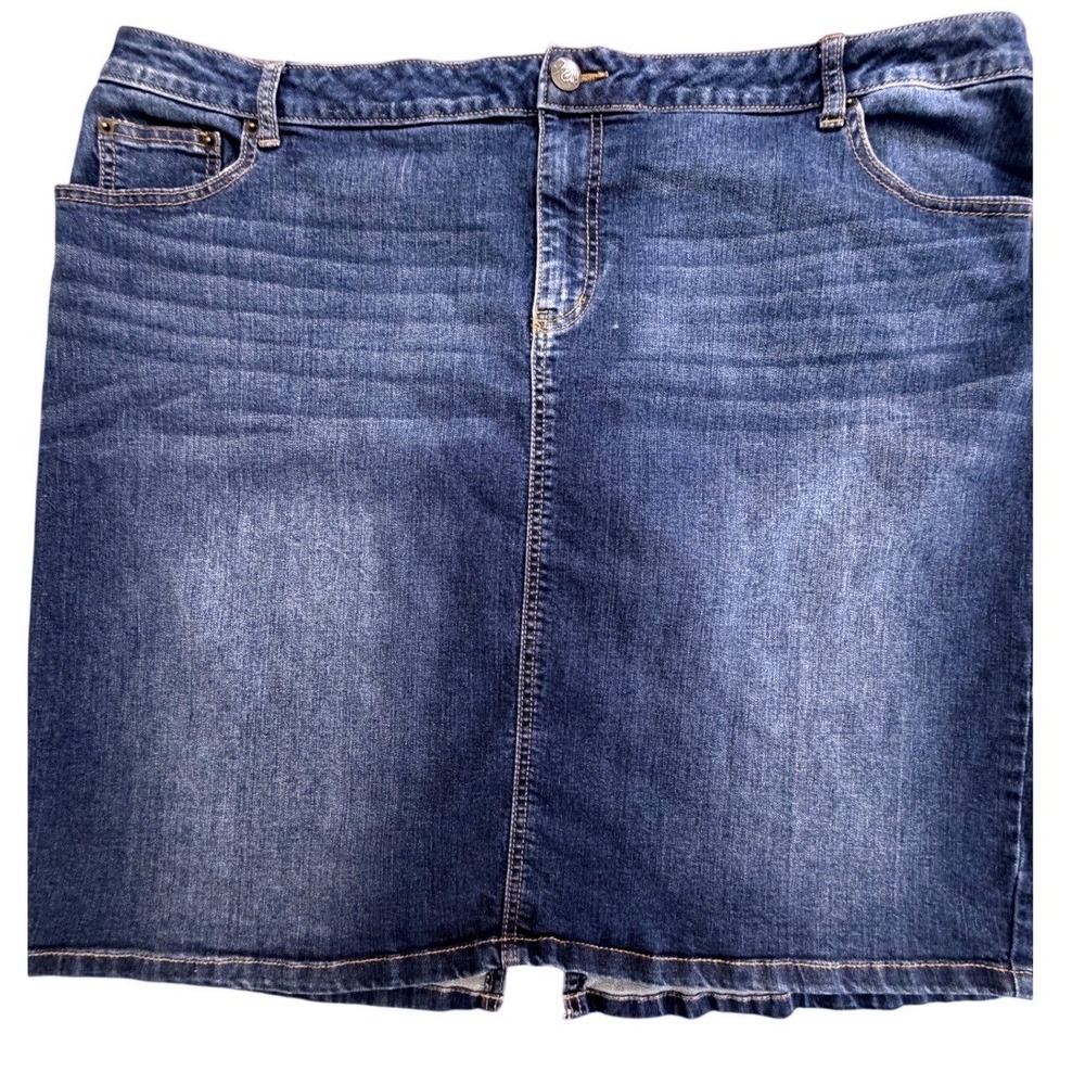 Westport 1962 Womens Plus Size 20 Blue Denim Straight Skirt Medium Wash Stretch